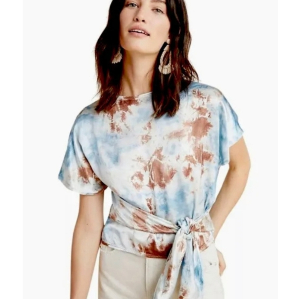 Anthropology Tina + Jo Tie Dye Wrap Top